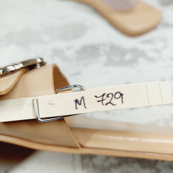 New Open Edit Lely Tan Cream Square Toe Slide Sandals M729 - Picture 13 of 13